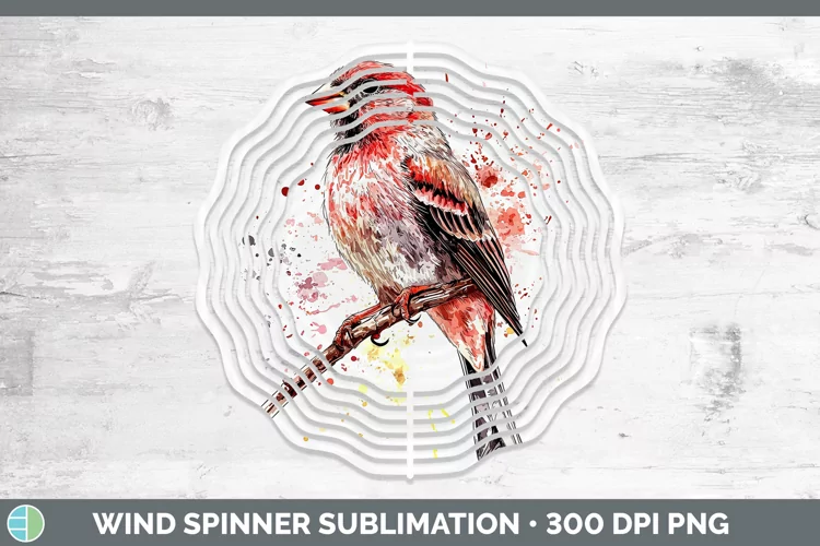 Watercolor Bird Finch Wind Spinner Sublimation Spinner Desig