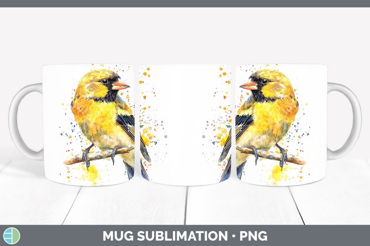 GorgeousWatercolor Bird Mug Wrap design.