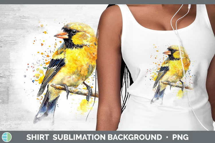 Watercolor Bird Goldfinch Shirt Sublimation Sublimation Back