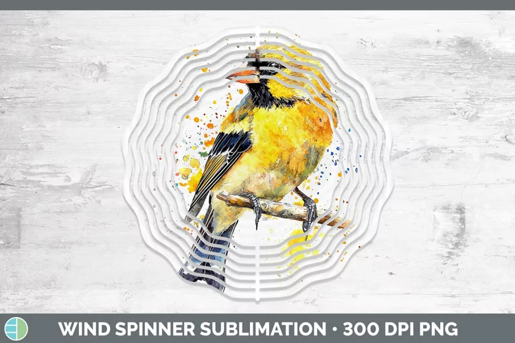Watercolor Bird Goldfinch Wind Spinner Sublimation Spinner D