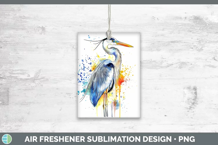 Watercolor Bird Great Blue Heron Air Freshener Sublimation C