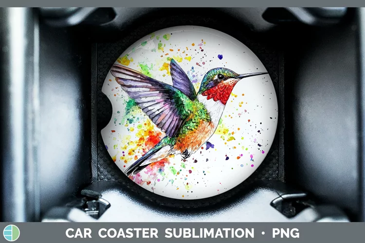 Watercolor Bird Hummingbird Car Coaster Sublimation Designs