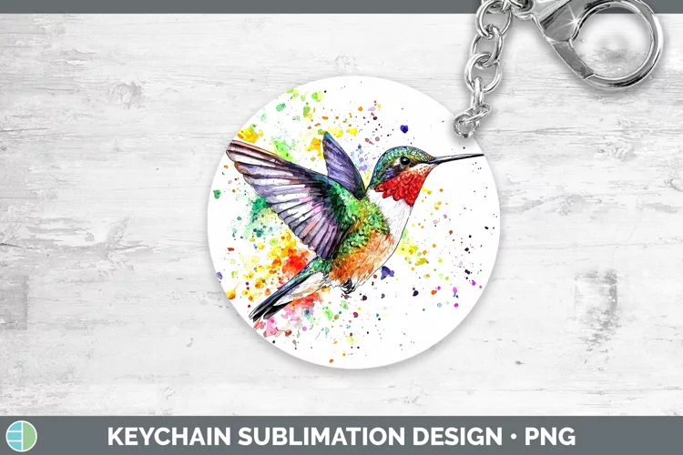 Watercolor Bird Hummingbird Keychain Sublimation Keyring Des