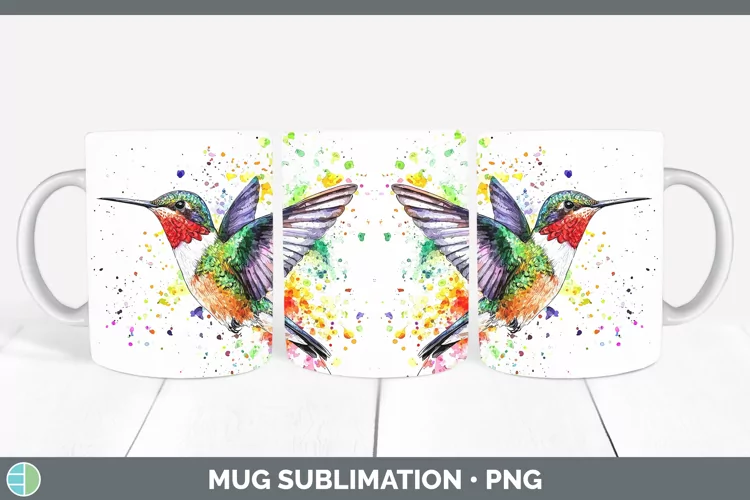 Watercolor Bird Hummingbird Mug Wrap Sublimation Coffee Cup