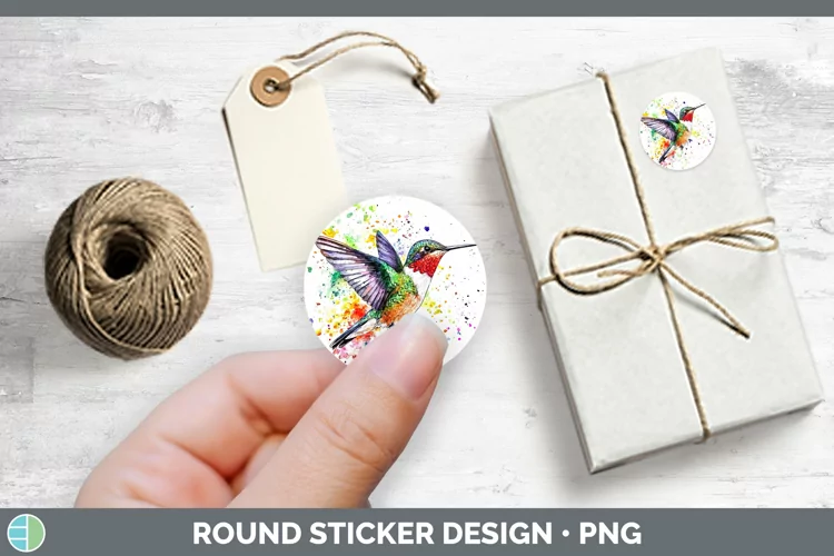 Watercolor Bird Hummingbird Stickers | Round Labels Designs