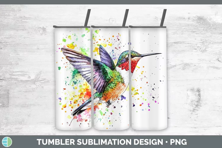 Watercolor Bird Hummingbird Tumbler Sublimation 20 oz Skinny