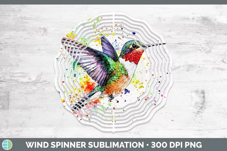 Watercolor Bird Hummingbird Wind Spinner Sublimation Spinner