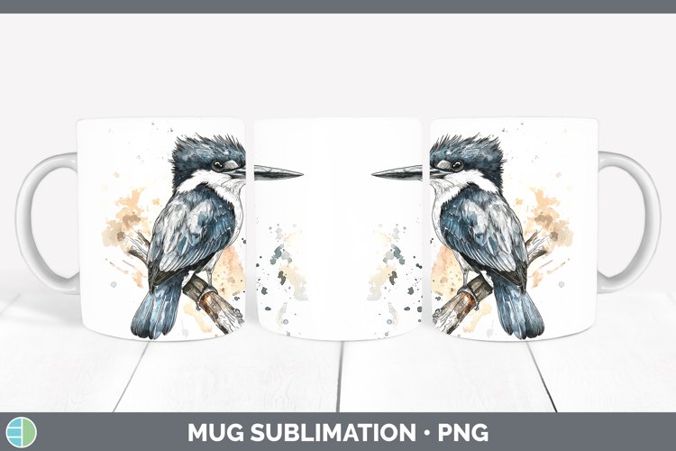 GorgeousWatercolor Bird Mug Wrap design.