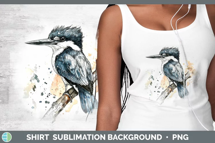 Watercolor Bird Kingfisher Shirt Sublimation Sublimation Bac