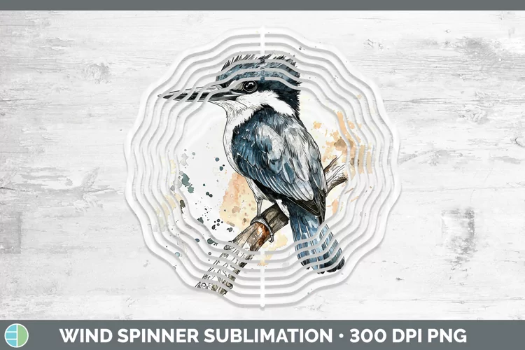 Watercolor Bird Kingfisher Wind Spinner Sublimation Spinner