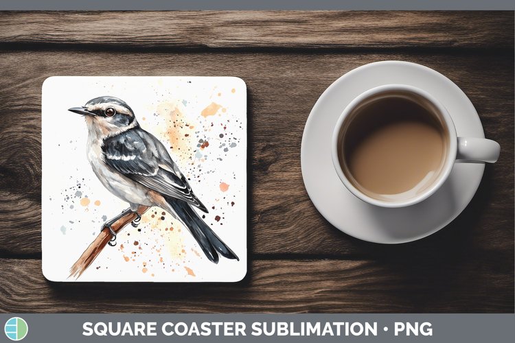 GorgeousWatercolor Bird Square Coaster design.