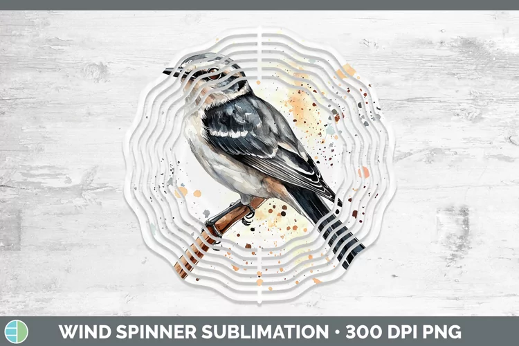Watercolor Bird Mockingbird Wind Spinner Sublimation Spinner