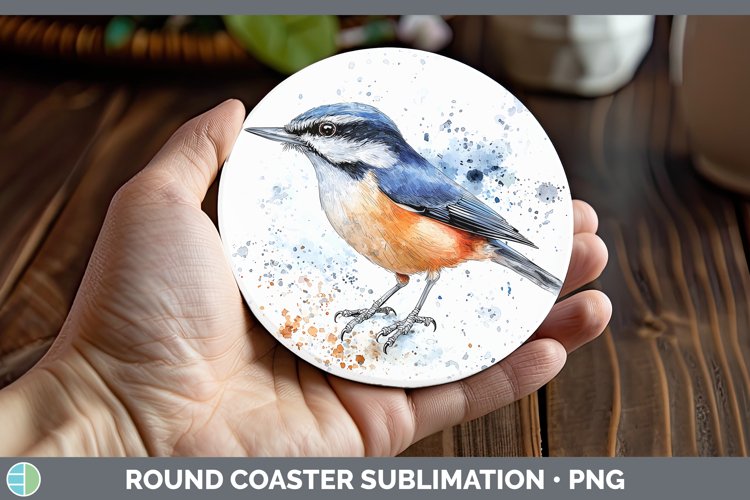GorgeousWatercolor Bird Round Coaster design.