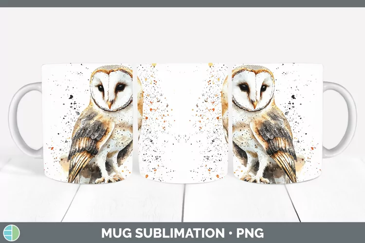 Watercolor Bird Owl Mug Wrap Sublimation Coffee Cup Designs