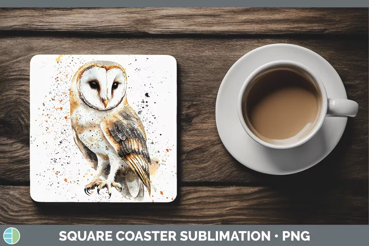 Watercolor Bird Owl Square Coaster Sublimation Coaster Desig