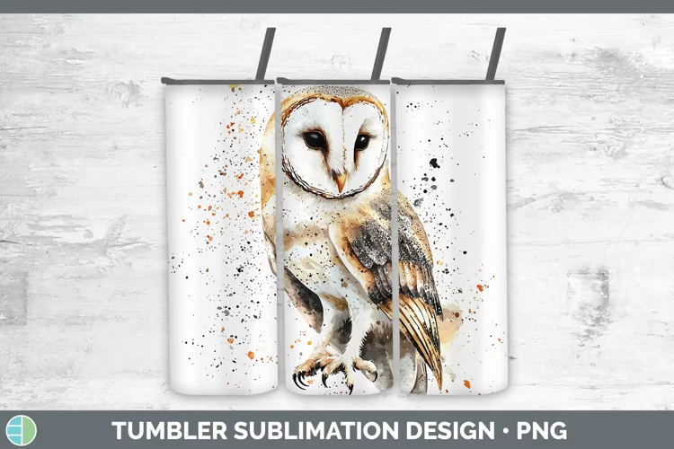 Watercolor Bird Owl Tumbler Sublimation 20 oz Skinny Tumbler