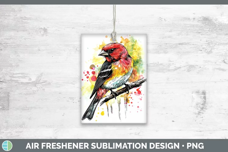 Watercolor Bird Pine Grosbeak Air Freshener Sublimation Car