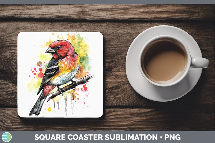 GorgeousWatercolor Bird Square Coaster design.
