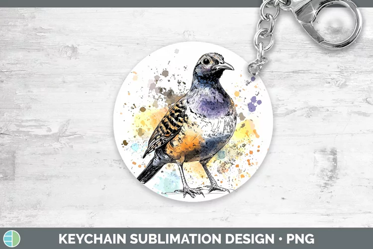 Watercolor Bird Quail Keychain Sublimation Keyring Designs
