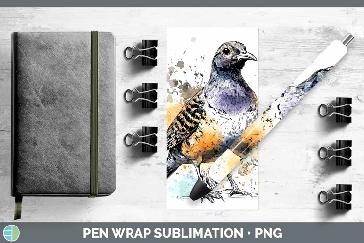 Watercolor Bird Quail Pen Wrap Sublimation Pen Designs