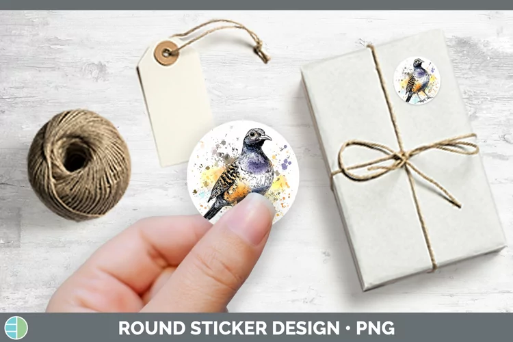 Watercolor Bird Quail Stickers | Round Labels Designs