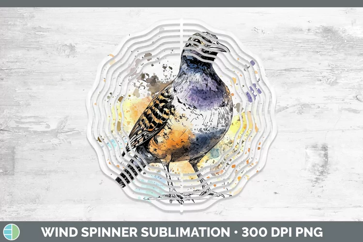 Watercolor Bird Quail Wind Spinner Sublimation Spinner Desig
