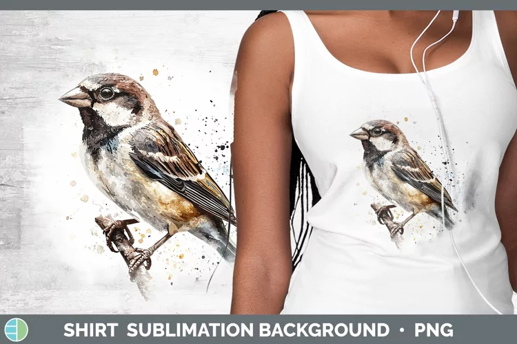 Watercolor Bird Sparrow Shirt Sublimation Sublimation Backgr