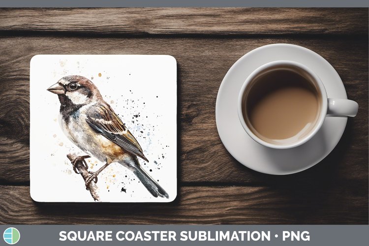 GorgeousWatercolor Bird Square Coaster design.