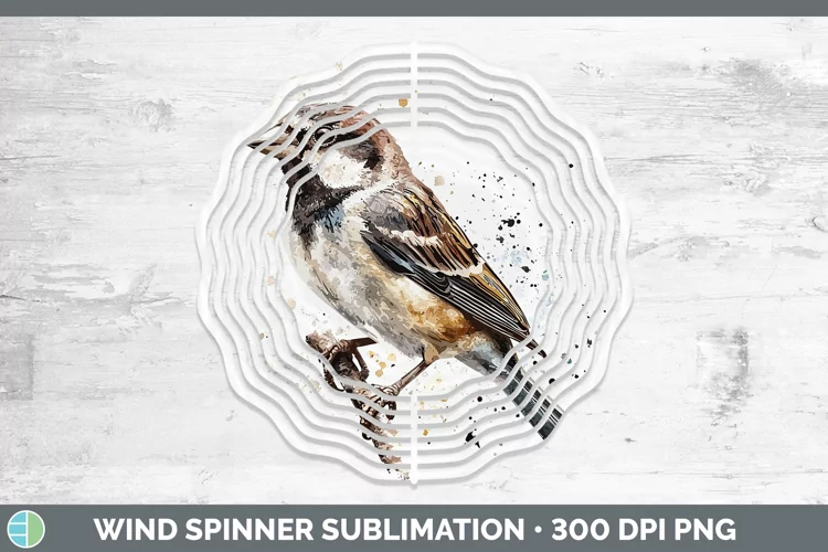 Watercolor Bird Sparrow Wind Spinner Sublimation Spinner Des