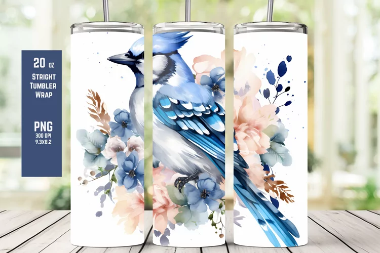 Blue Jay Bird Wrap for Sublimation T8