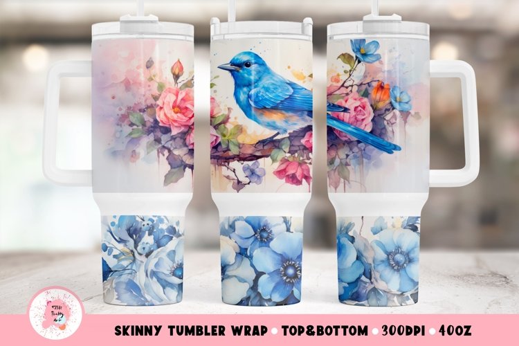 Watercolor Bird Tumbler Wrap, 40 oz tumbler wrap, Watercolor Bird Tumbler Wrap, Watercolor Bird Png