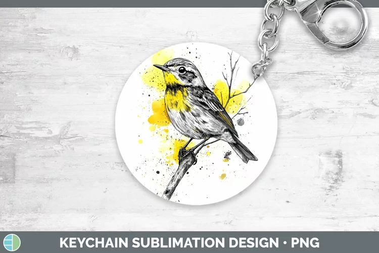 Watercolor Bird Warbler Keychain Sublimation Keyring Designs