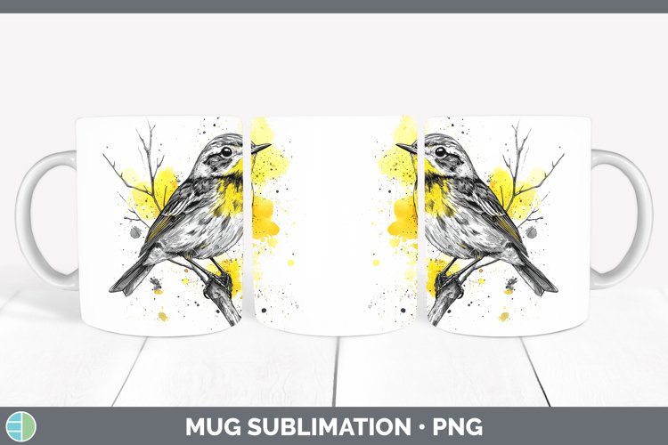 GorgeousWatercolor Bird Mug Wrap design.