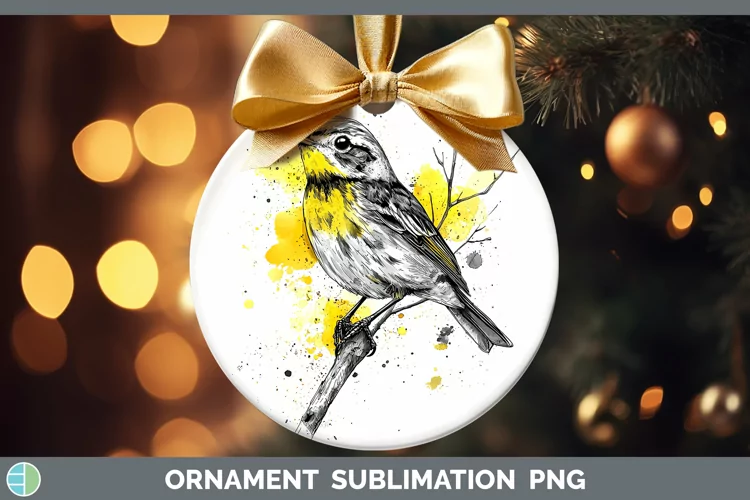 Watercolor Bird Warbler Ornament Sublimation Bauble Designs