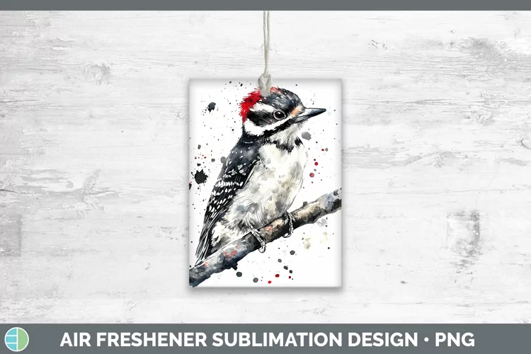 Watercolor Bird Woodpecker Downy Air Freshener Sublimation C