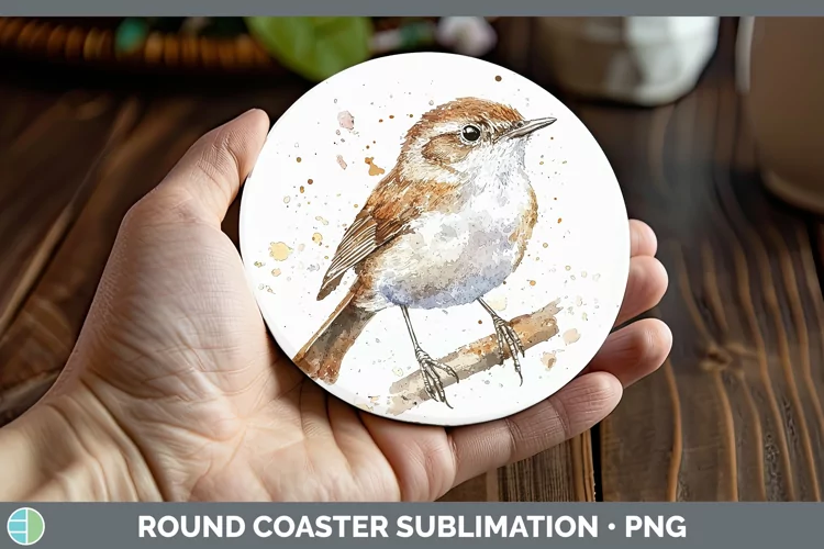 Watercolor Bird Wren Round Earrings Sublimation Earrings Des