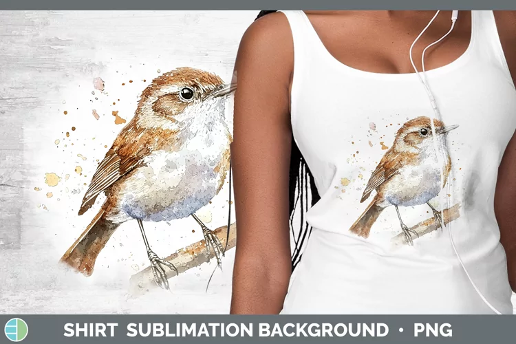 Watercolor Bird Wren Shirt Sublimation Sublimation Backgroun