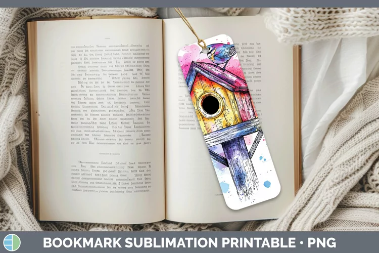 Watercolor Birdhouse Bookmark Sublimation Printable Designs
