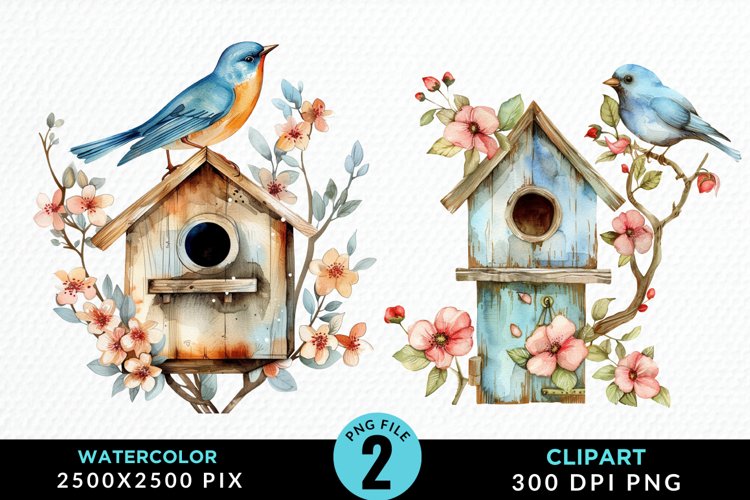 Watercolor Birdhouse Illustration PNG Clipart