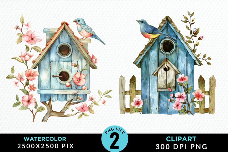 Watercolor Birdhouse Illustration PNG Clipart