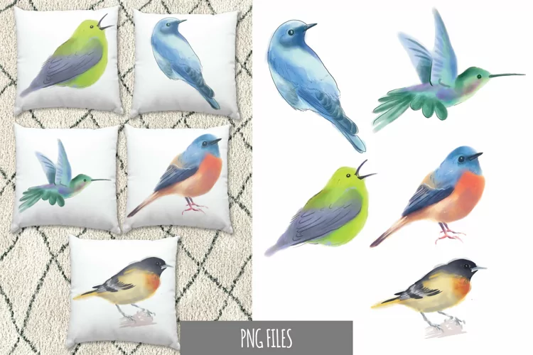 Colorful Bird Breeds Watercolor Sublimation