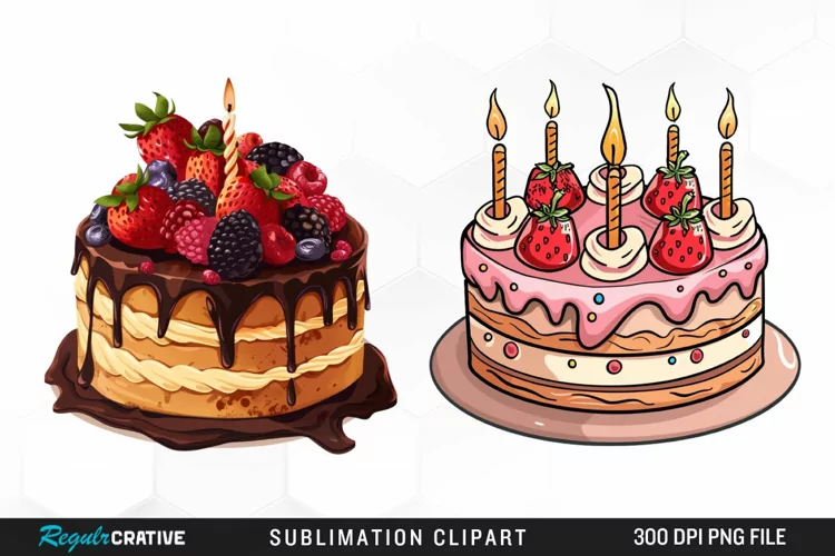 Watercolor Birthday Cake Illustration Clipart