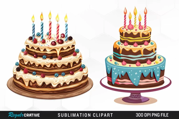 Watercolor Birthday Cake Clipart