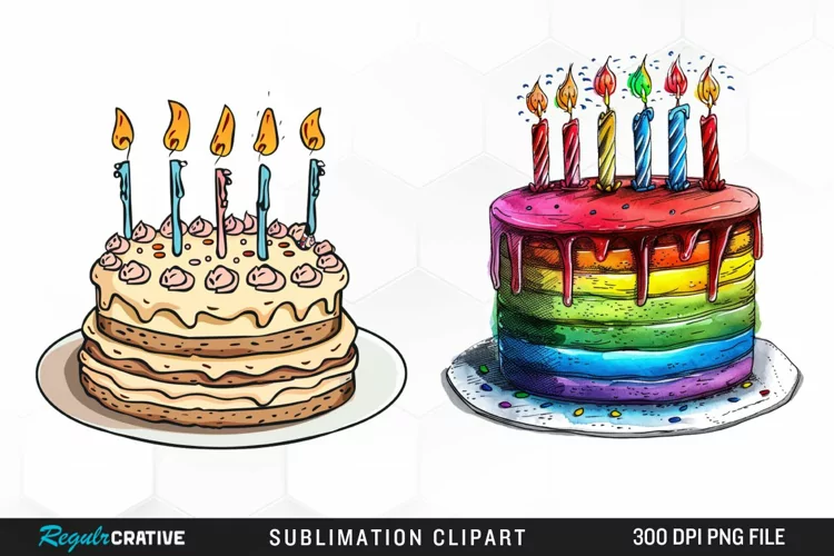 Watercolor Birthday Cake Clipart