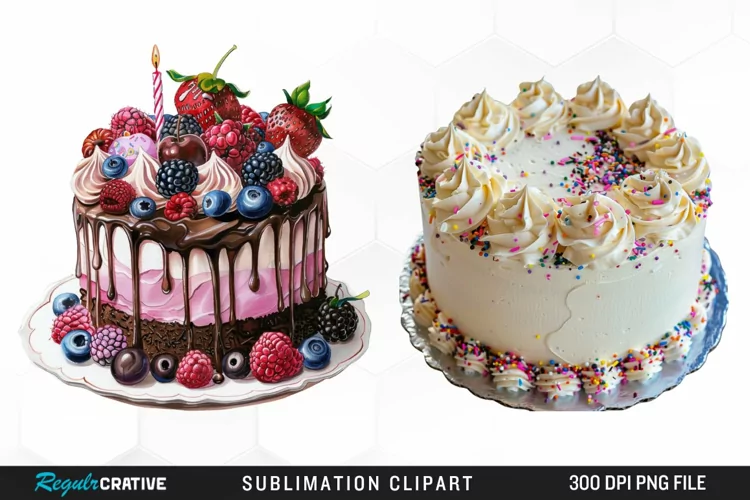 Watercolor Birthday Cake Clipart