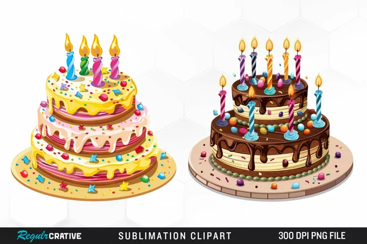Watercolor Birthday Cake Clipart