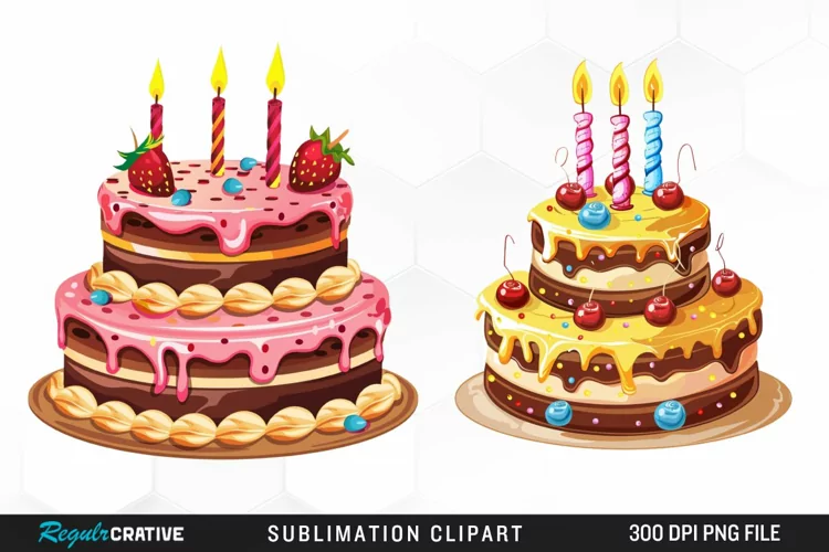 Watercolor Birthday Cake Clipart