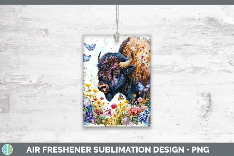 Watercolor Bison Air Freshener Sublimation Car Freshener Des