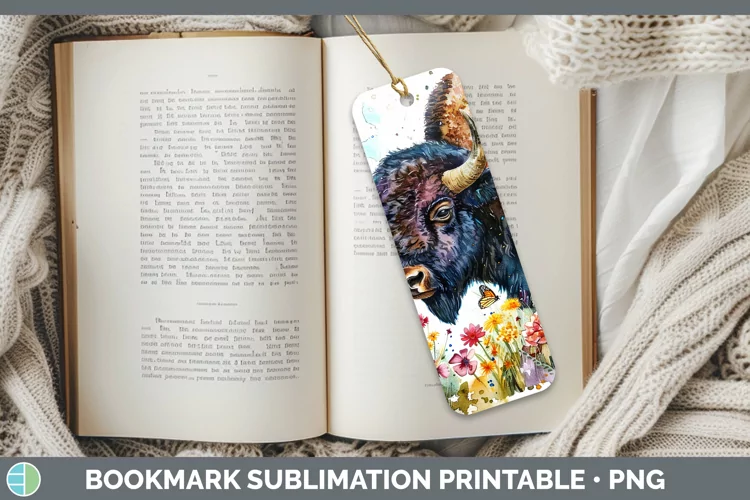 Watercolor Bison Bookmark Sublimation Printable Designs