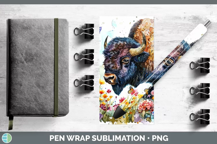 Watercolor Bison Pen Wrap Sublimation Epoxy Pen Designs